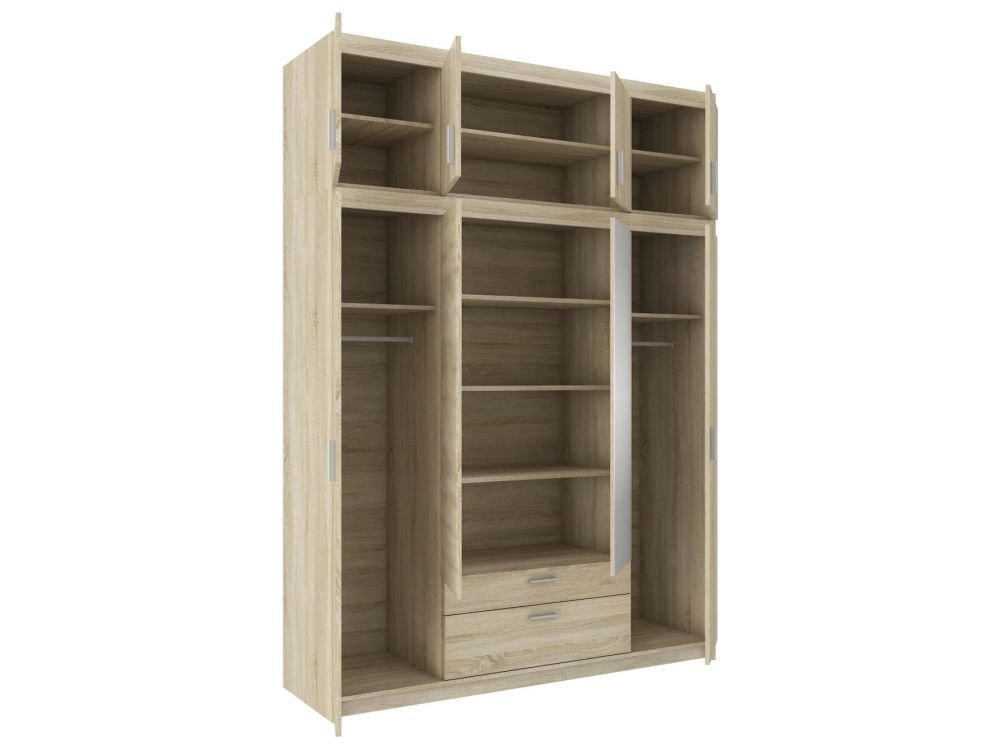 Elena 4D four-door wardrobe with mirrors, Sonoma oak - Image 5