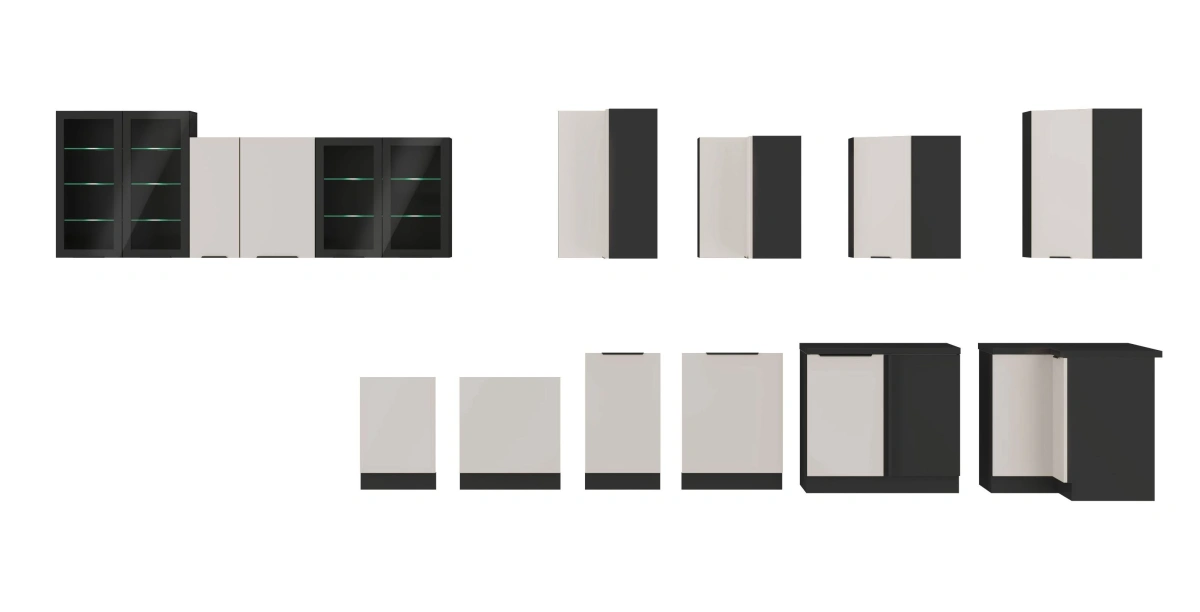 Low deep wall cabinet 60 cm Arona black matt 60 NAGU-36 1F - Image 3