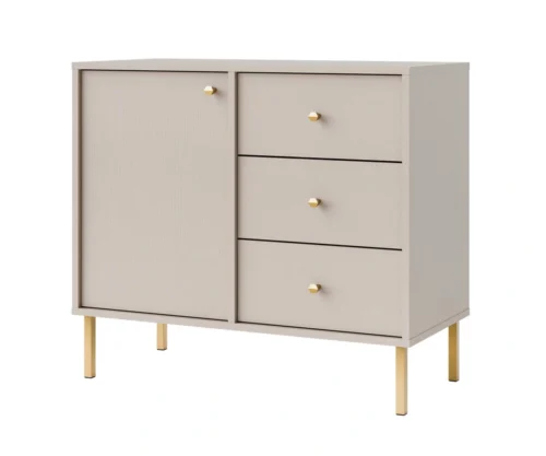 Chest of drawers “Tokyo 1F3S” with cabinet and drawers, beige