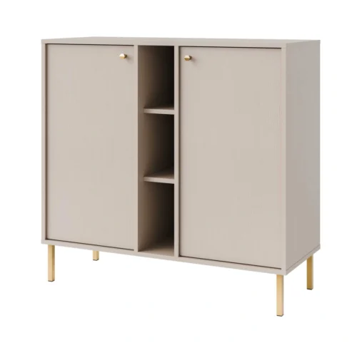 Chest of drawers “Tokyo 2F” with cabinets and niches, beige