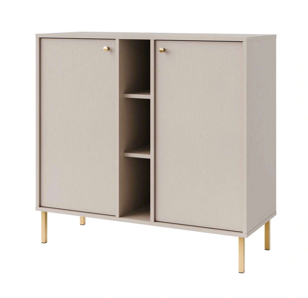 Chest of drawers "Tokyo 2F" with cabinets and niches, beige