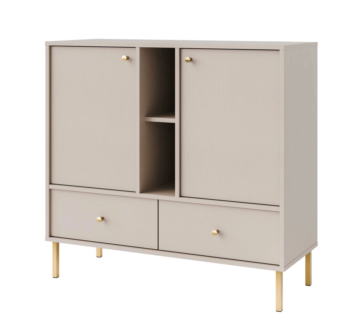 Tokyo 2F2S chest of drawers with cabinets, drawers and niches, beige