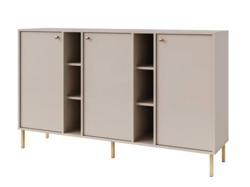 Chest of drawers “Tokyo 3F” with cabinets and niches, beige