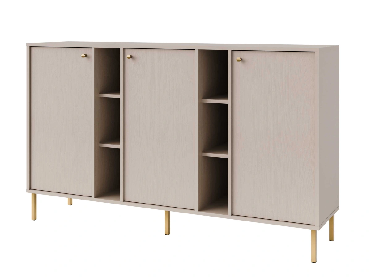 Chest of drawers "Tokyo 3F" with cabinets and niches, beige