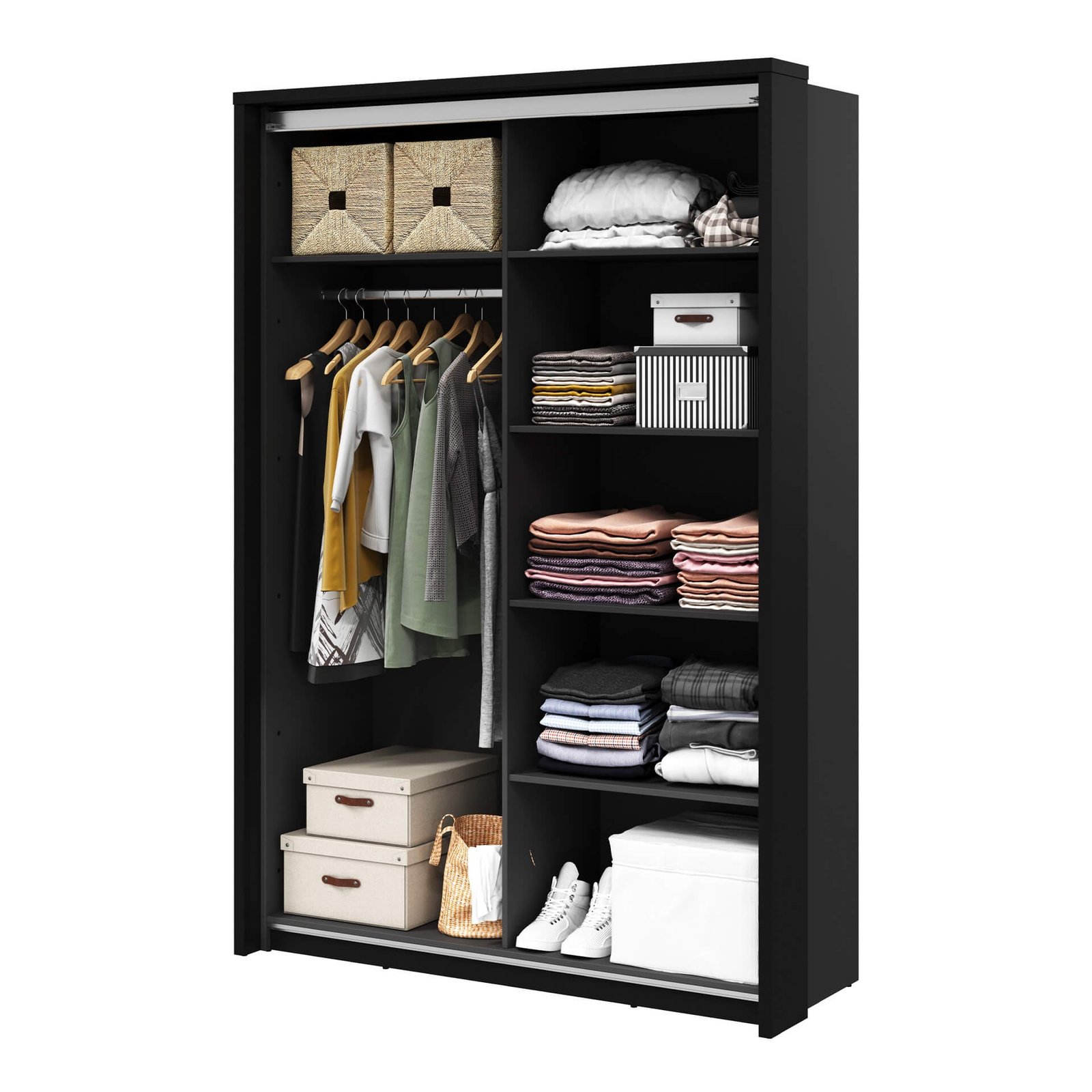 ARTI AR-21 two-door sliding wardrobe, black/artisan oak - Image 3