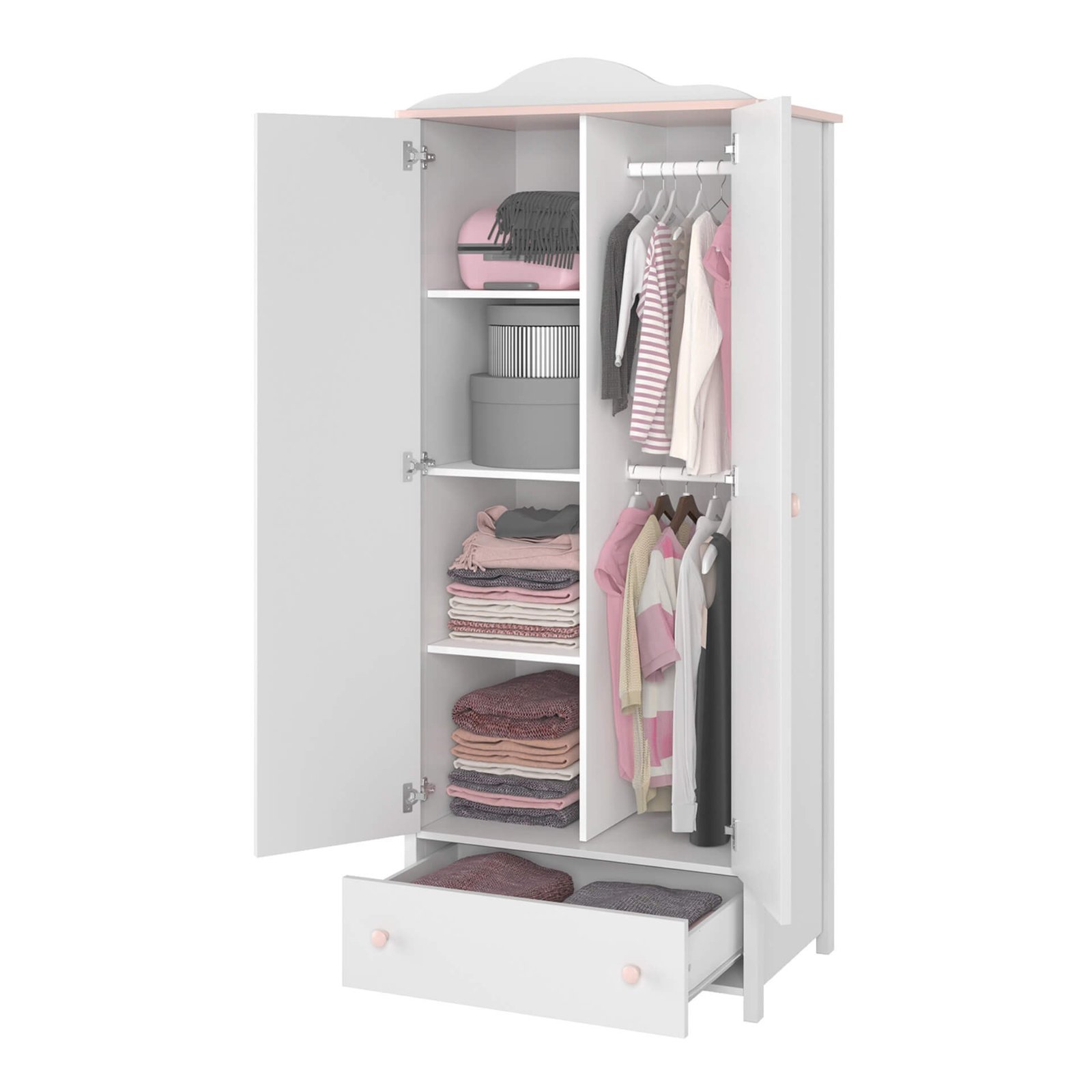 LUNA LN-12 two-door wardrobe, white/pink - Image 4