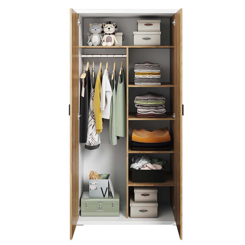 SIMI MS-02 wardrobe white / natural hickory - Image 3