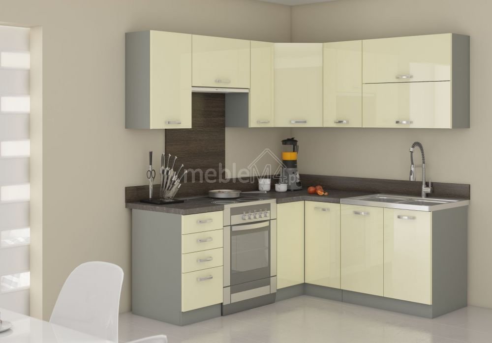 Karmen kitchen corner set 190-170 cm cream color glossy