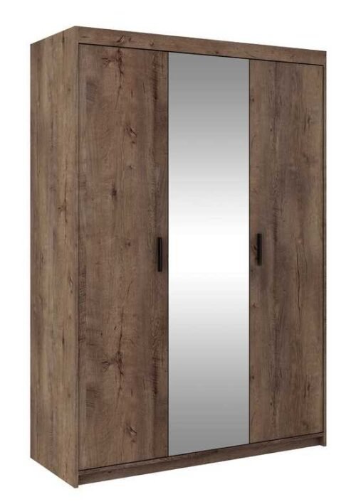 Three-door wardrobe with mirror Elena 3D, oak lefkas
