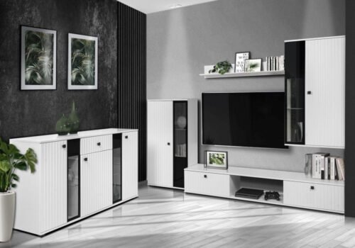 Salsa MDF wall cabinet, slats, white/white – SALE