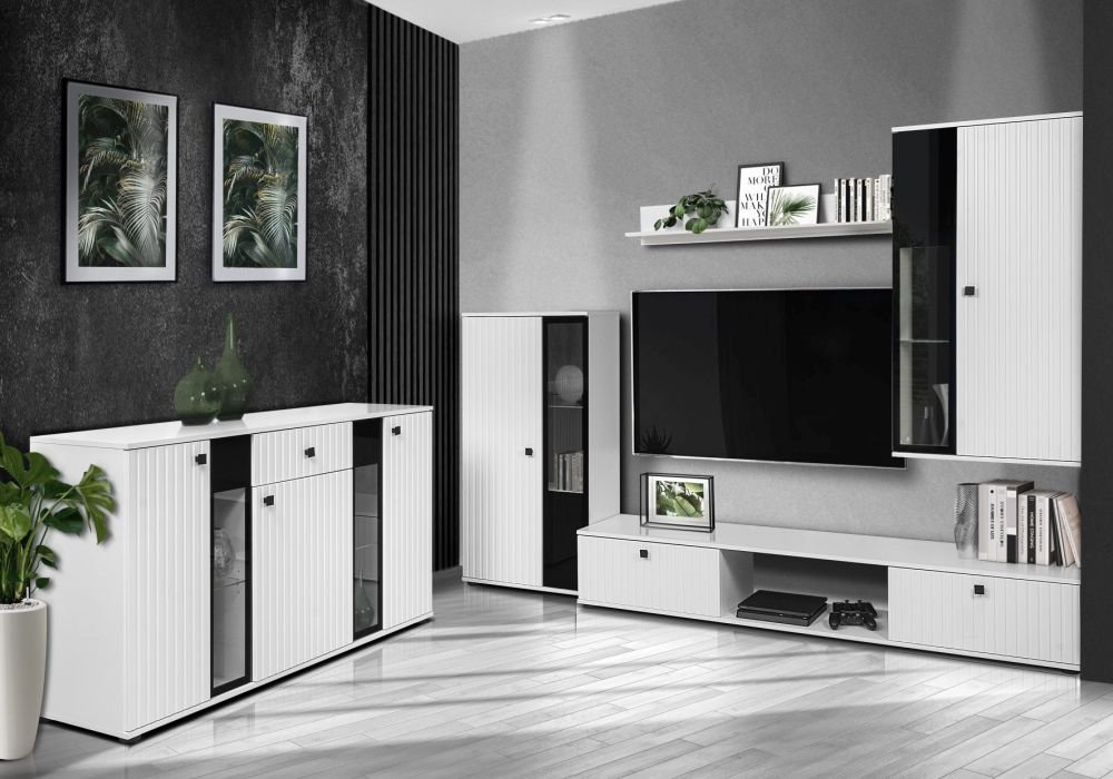 Salsa MDF wall cabinet, slats, white/white - SALE