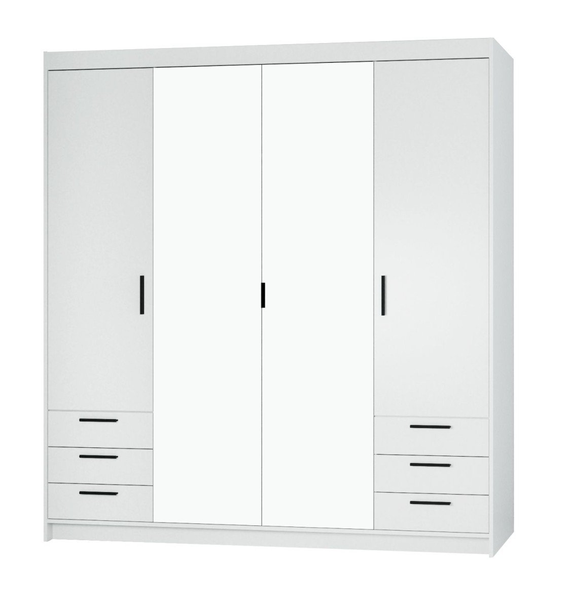 Wardrobe with mirrors and drawers Elena 4D 6S - mirror white matte