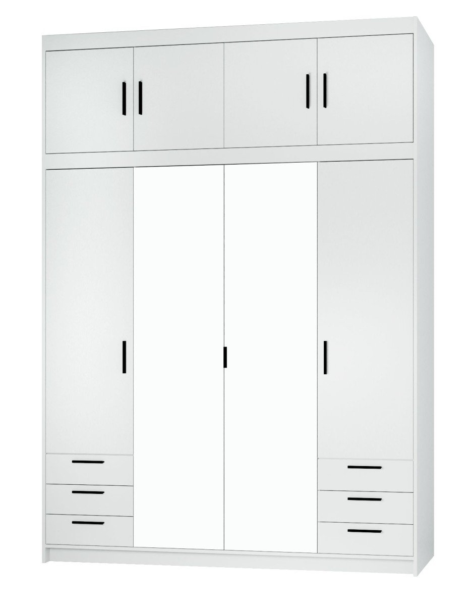 Wardrobe with mirrors and drawers Elena 4D 6S - mirror white matte - Image 2