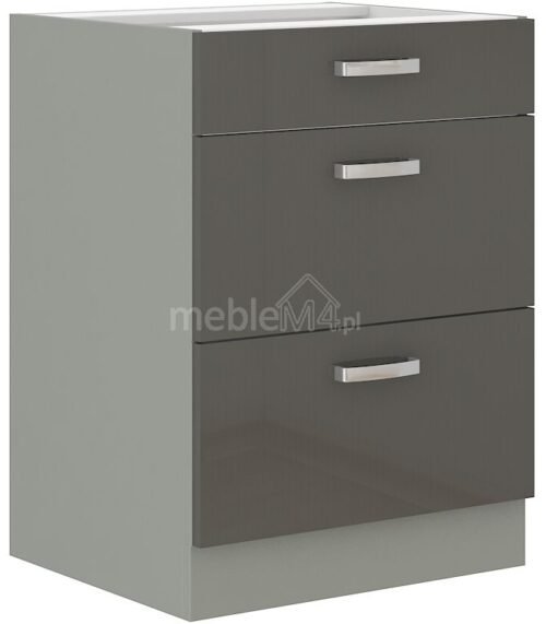 Base cabinet with drawers, grey, 60 D 3S BB