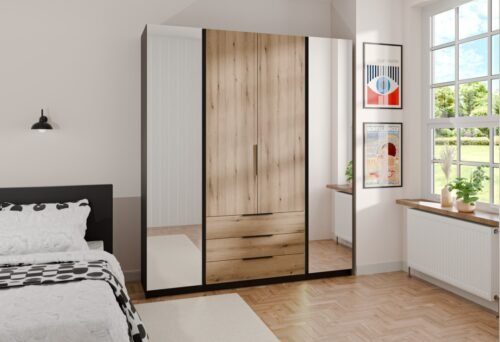 Kaja BL/EV 2 four-door wardrobe with mirrors 2F 3S