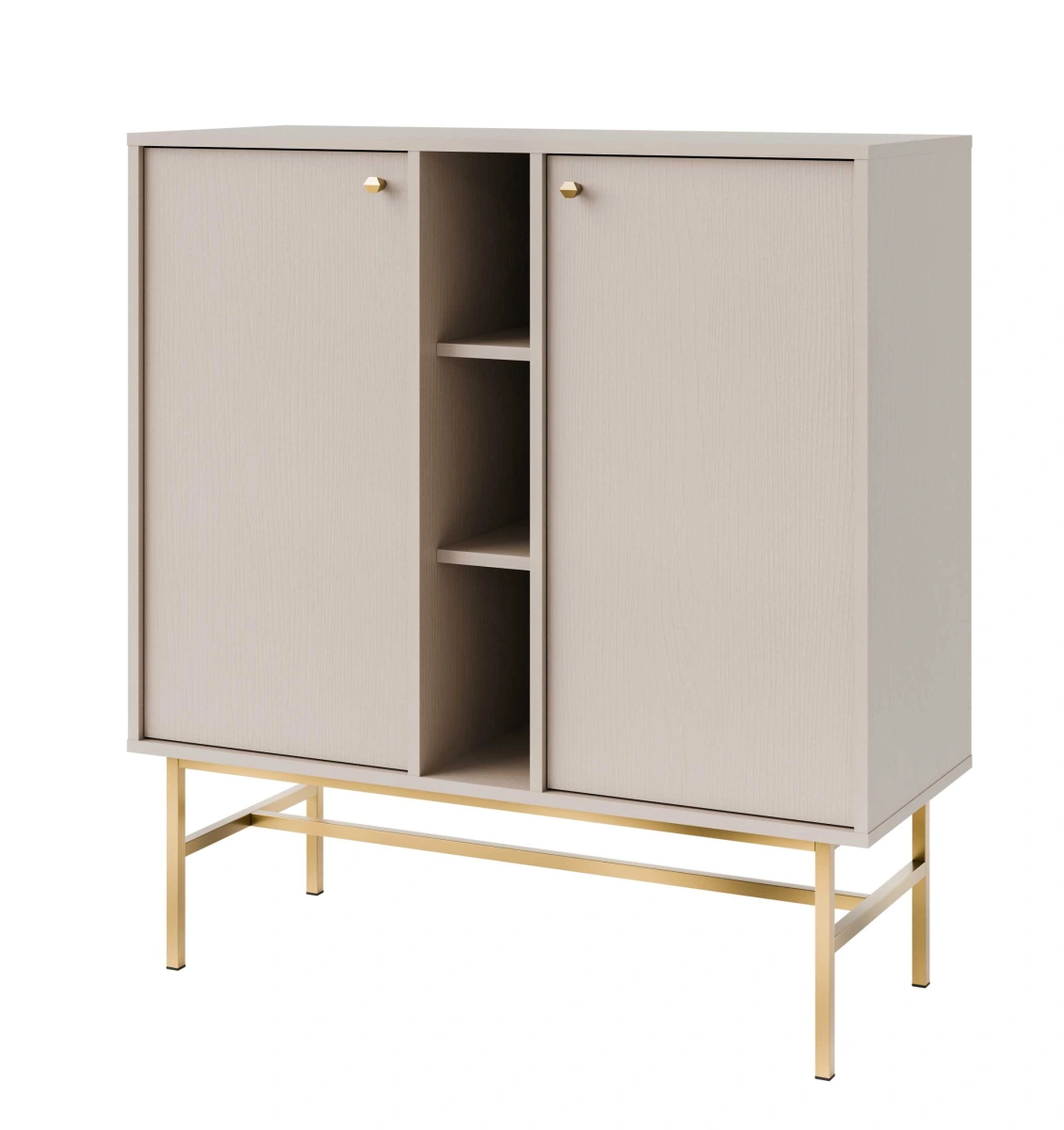 Chest of drawers "Tokyo 2F" with cabinets and niches, beige - Image 3