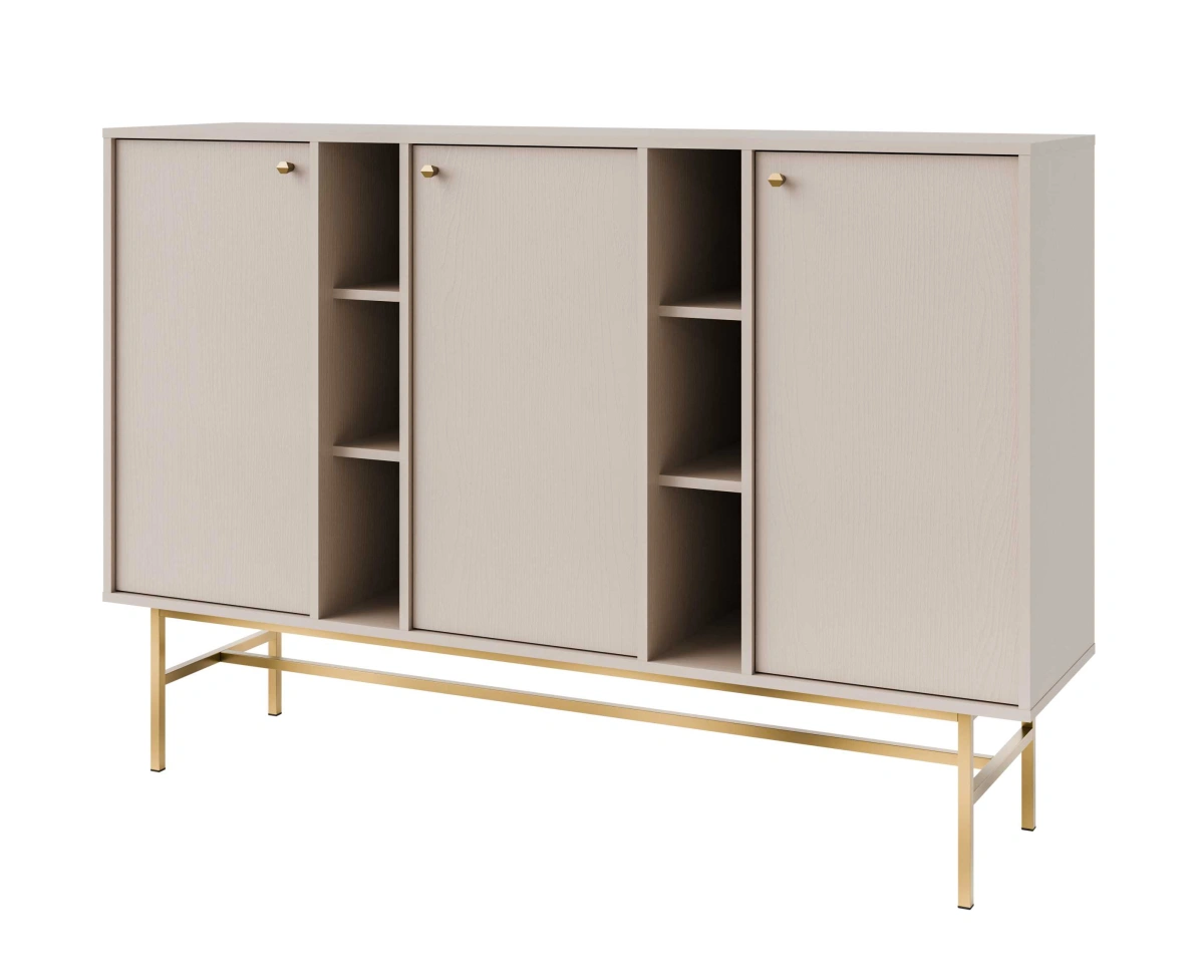 Chest of drawers "Tokyo 3F" with cabinets and niches, beige - Image 3