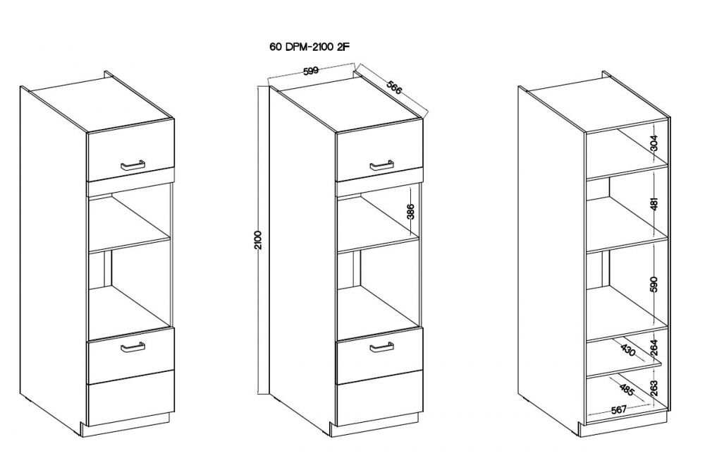 Gray column cabinet with oven and microwave 60 DPM-210 2F - Image 2