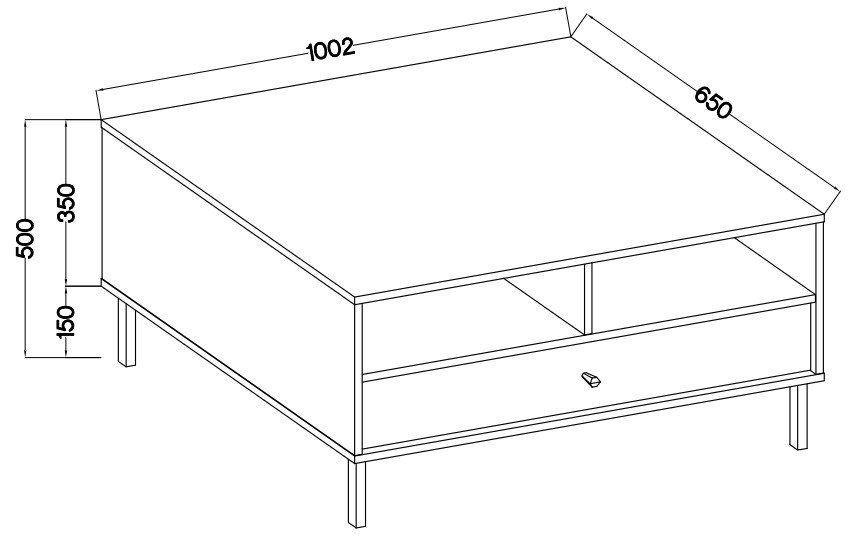 Tokyo 1S eucalyptus coffee table with drawer - Image 6