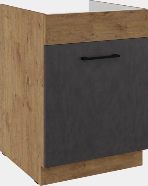 Base cabinet 60 cm, sink, drawer, Vigo graphite matt color, 60 ZL 1S BB PREMIUM BOX