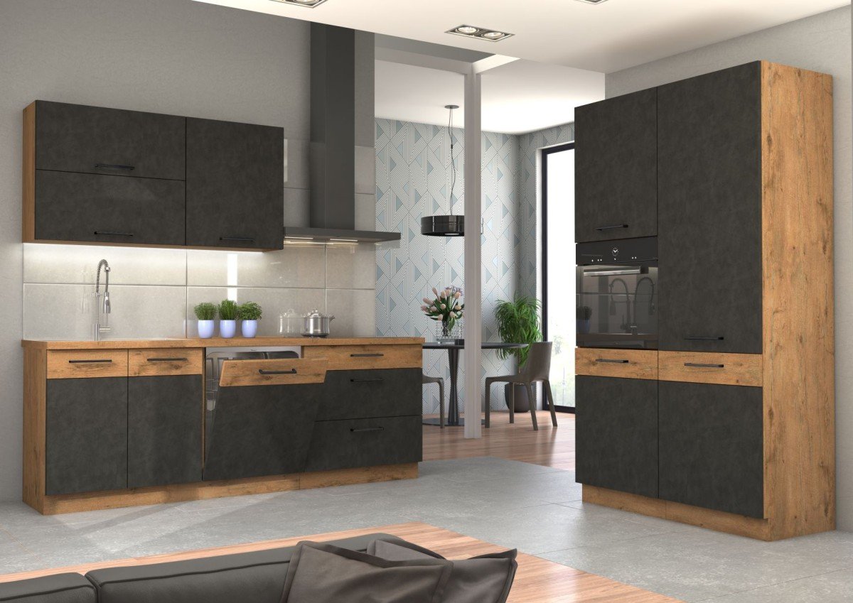 Vigo column cabinet with drawers, matte graphite color 50 DK-145 1F (3S) BB - Image 5