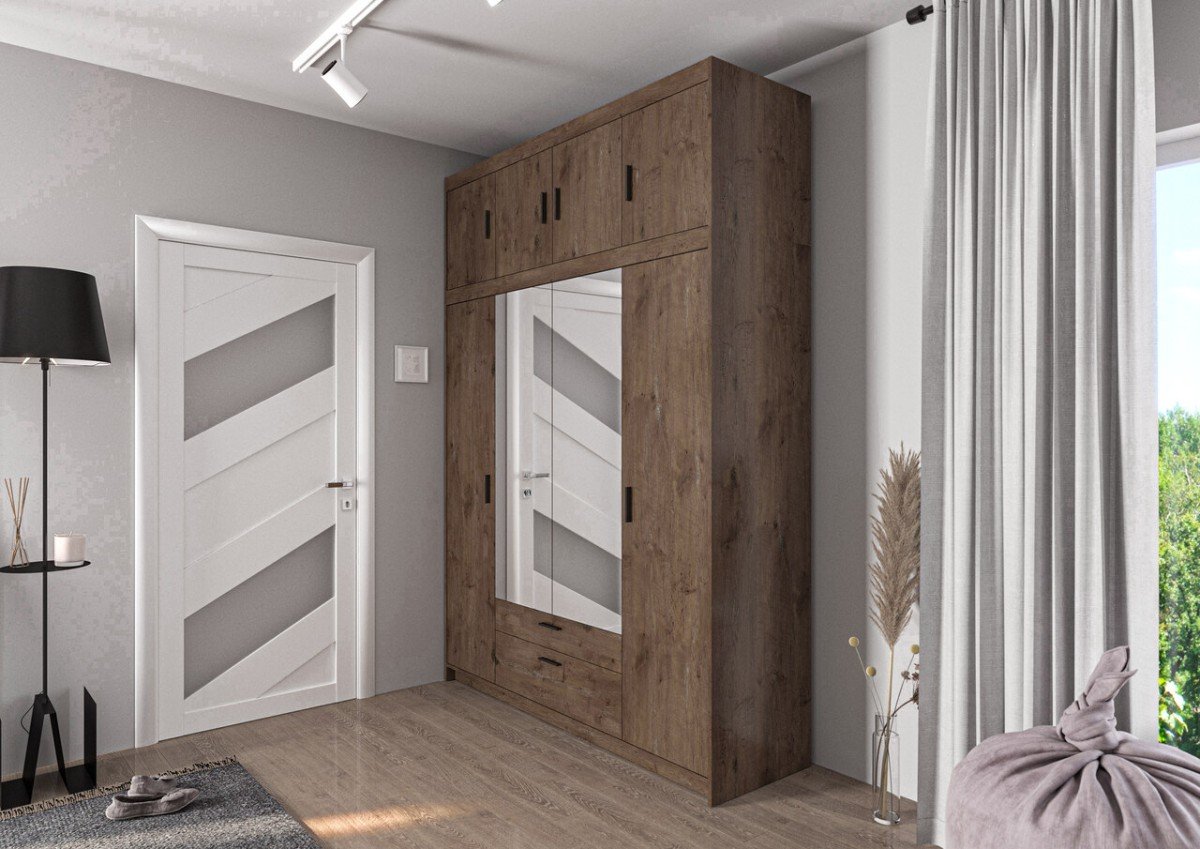Four-door wardrobe with mirrors Elena 4D, Lefkas oak - Image 7