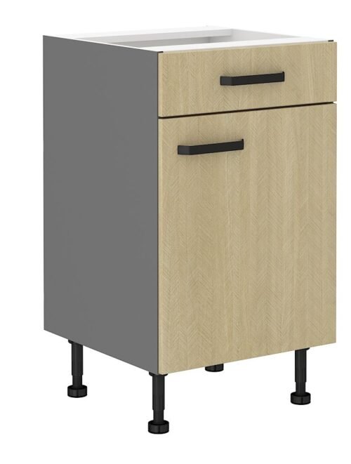 50 cm base cabinet with drawer, Scandi herringbone pattern, 50D 1F 1S BB