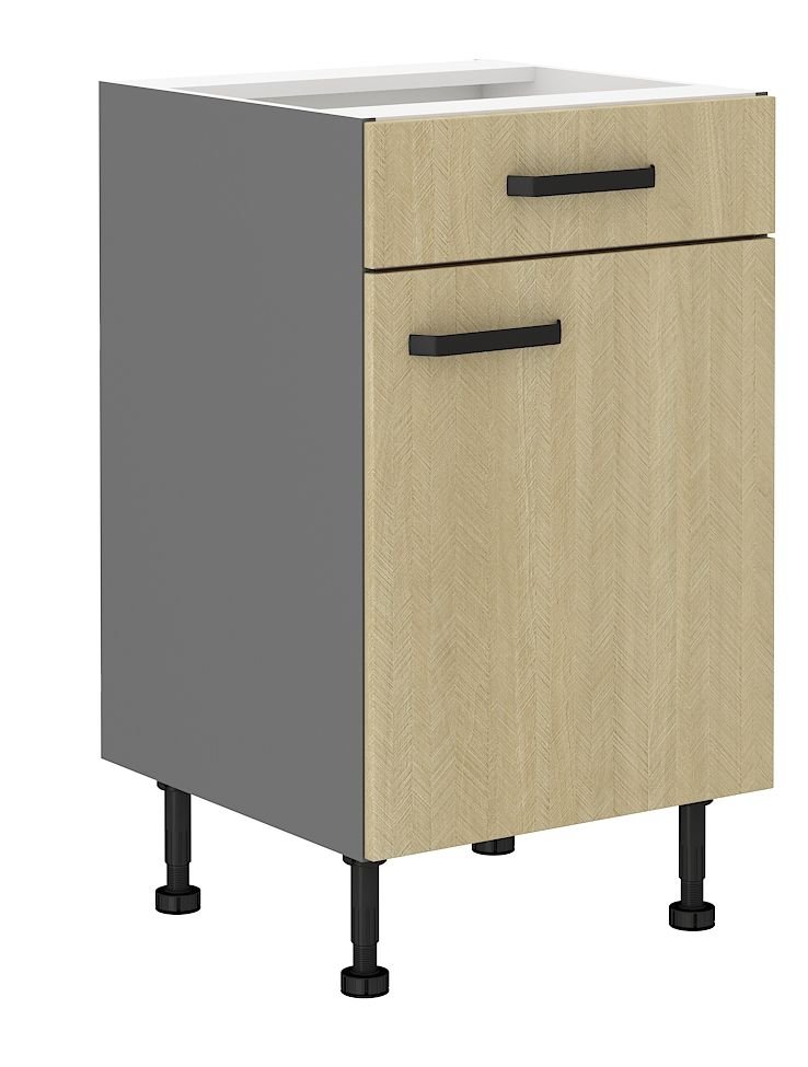 50 cm base cabinet with drawer, Scandi herringbone pattern, 50D 1F 1S BB