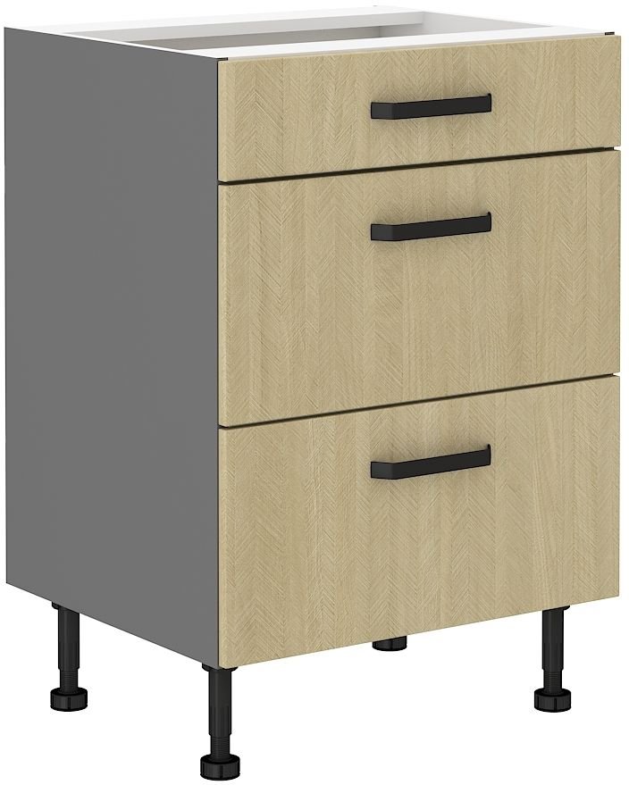 Base cabinet 60 cm with drawers, Scandi herringbone pattern, 60D 3S BB