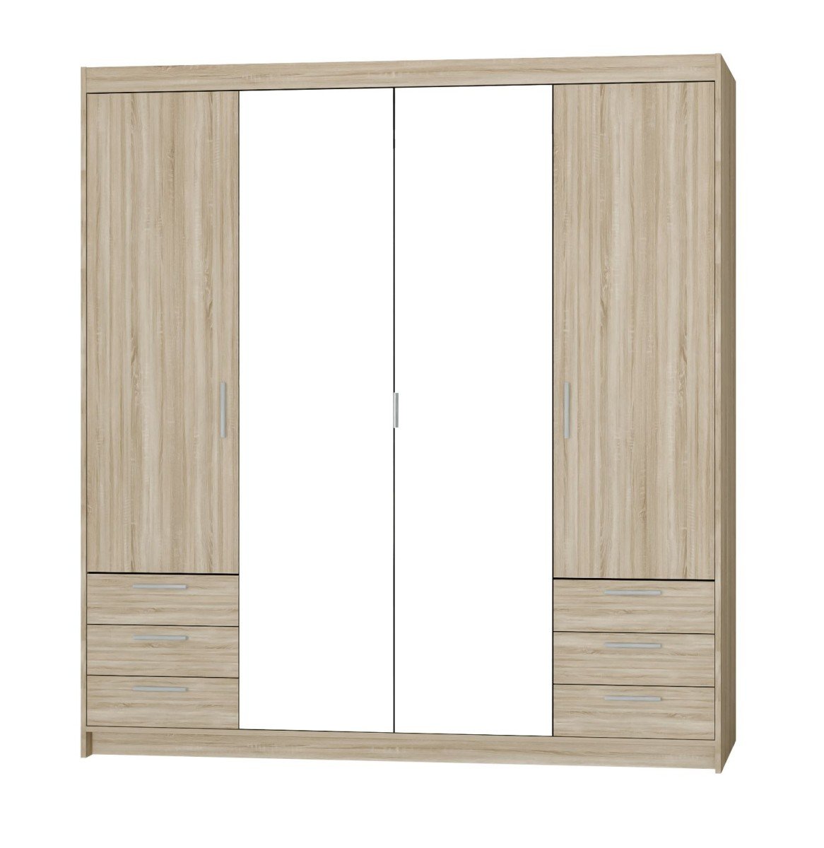 Elena 4D 6S wardrobe with mirrors and drawers - Sonoma oak mirror