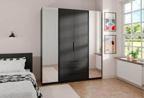 Kaja BL/BL 2 four-door wardrobe with mirrors 2F 3S