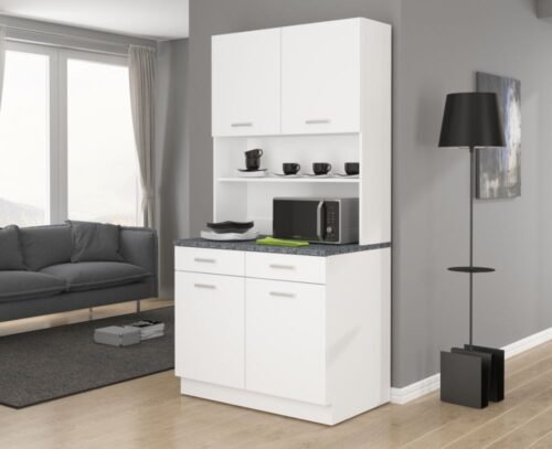 Sideboard-kitchen table Maria, 100 cm, white matt