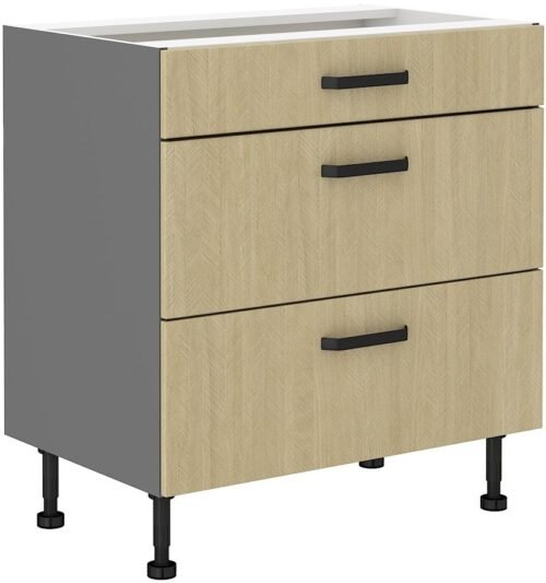 Base cabinet 80 cm, drawers, Scandi herringbone pattern, 80D 3S BB