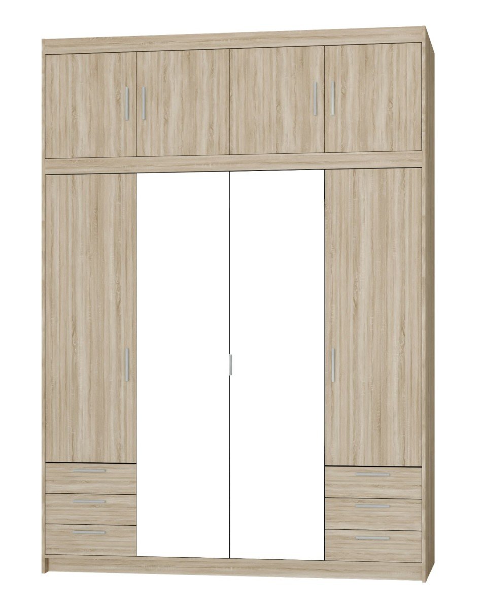 Elena 4D 6S wardrobe with mirrors and drawers - Sonoma oak mirror - Image 2