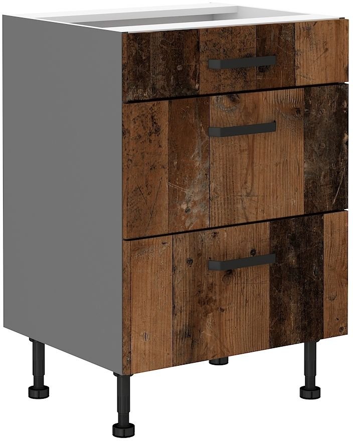 Base cabinet 60 cm with drawers, antique style, 60D 3S BB