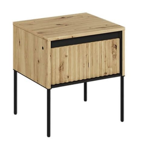 TREND 10 milled chipboard bedside table | Artisan oak, black legs