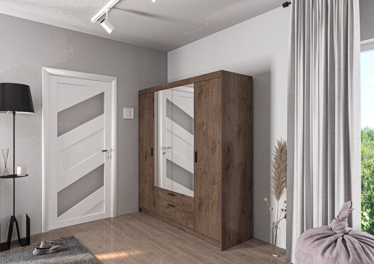 Four-door wardrobe with mirrors Elena 4D, Lefkas oak - Image 6