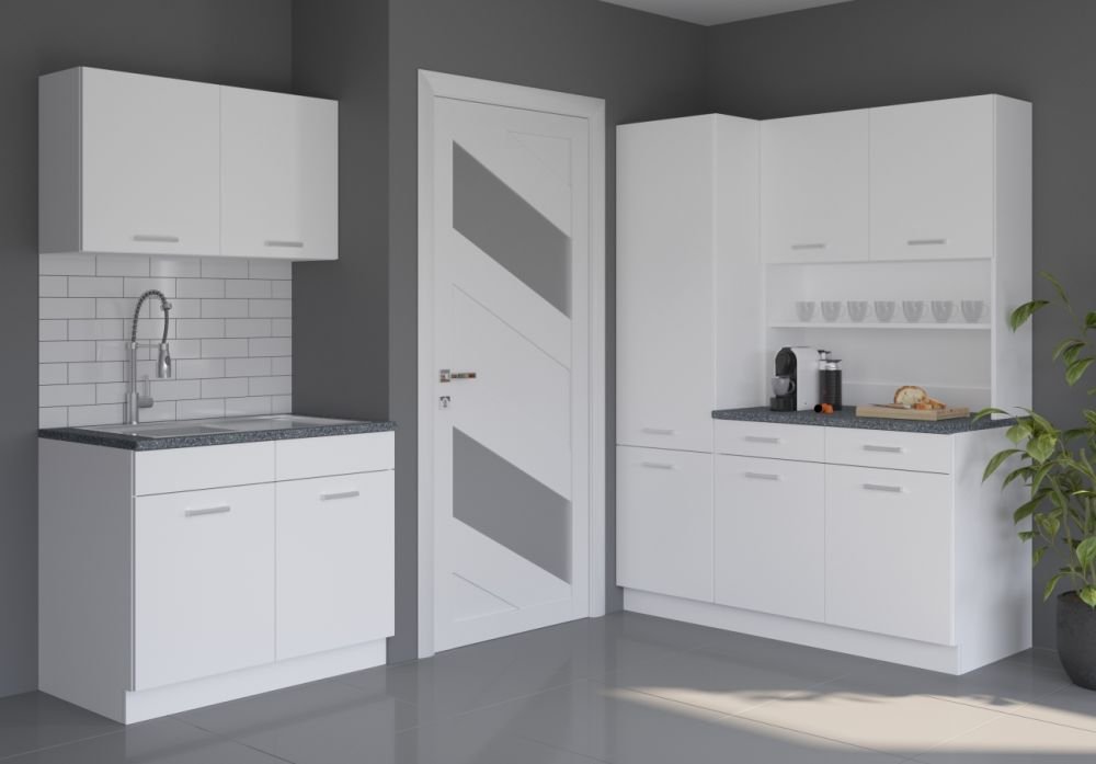 Buffet-type kitchenette Maria 100 cm + column, white matt - Image 7