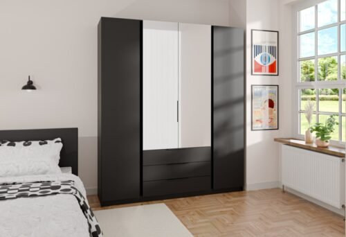 Kaja BL/BL 2F 2 four-door wardrobe with 3S mirrors