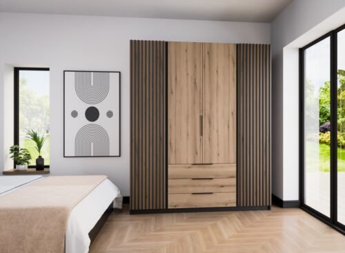 Kaja BL/EV-BL 2 four-door wardrobe with 2F 3S grille
