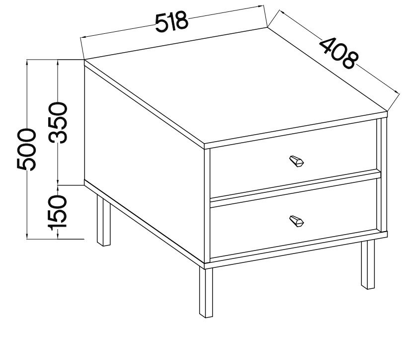 Tokyo 2S bedside table with drawers, black - Image 7