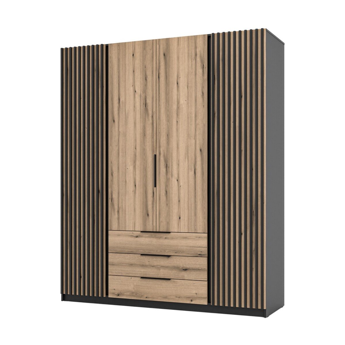 Kaja BL/EV-BL 2 four-door wardrobe with 2F 3S grille - Image 3
