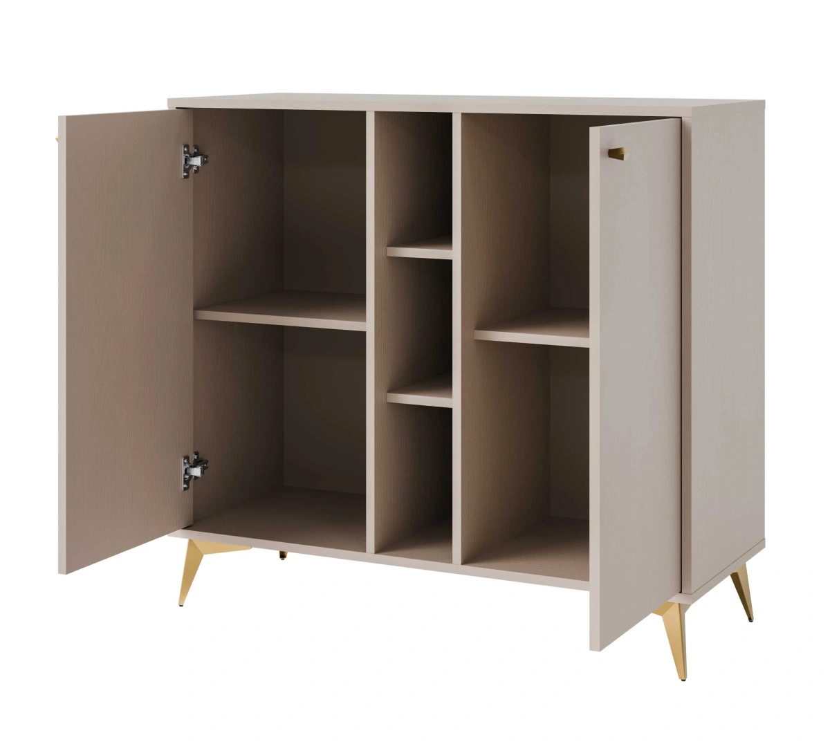 Chest of drawers "Tokyo 2F" with cabinets and niches, beige - Image 4