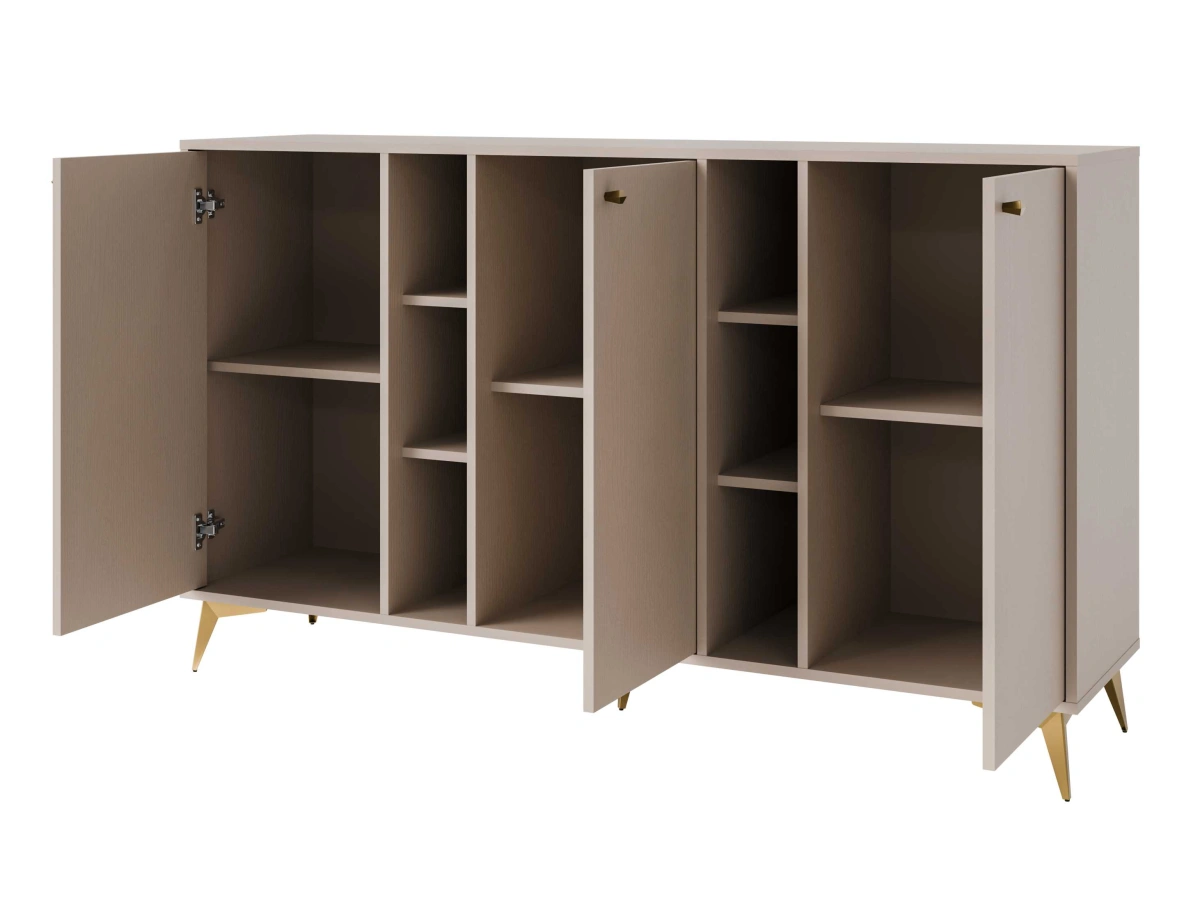 Chest of drawers "Tokyo 3F" with cabinets and niches, beige - Image 4