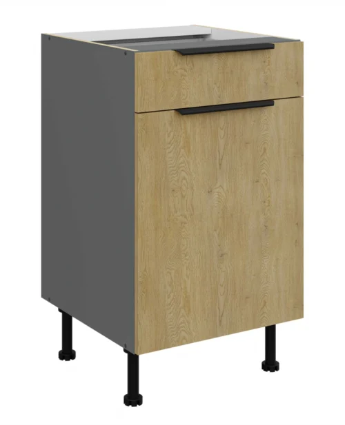 Base cabinet 50 cm with drawer, Cremona, anthracite, 50 D 1F 1S BB