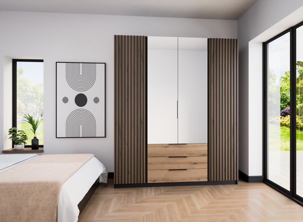 Kaja BL/EV-BL 2 four-door wardrobe with grille, 2 mirrors, 3S