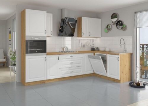 Corner kitchen, white, MDF, 285/170 cm, Stillo