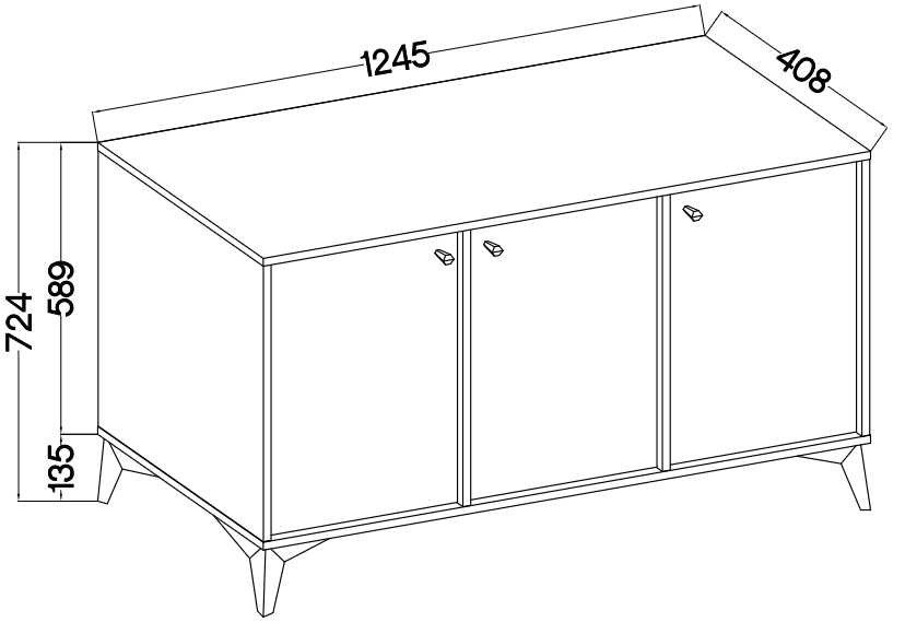Black chest of drawers "Tokyo 3F" with cabinets - Image 6