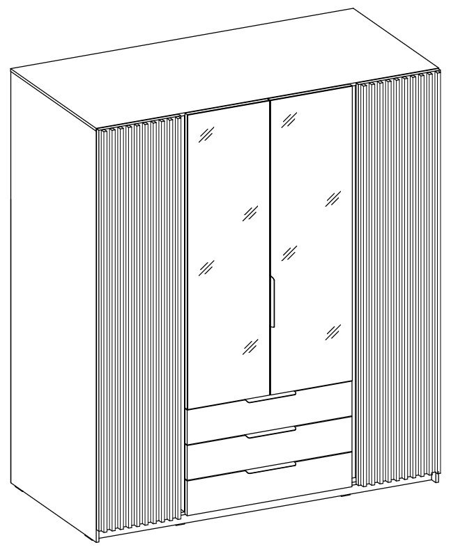 Kaja BL/EV-BL 2 four-door wardrobe with grille, 2 mirrors, 3S - Image 6