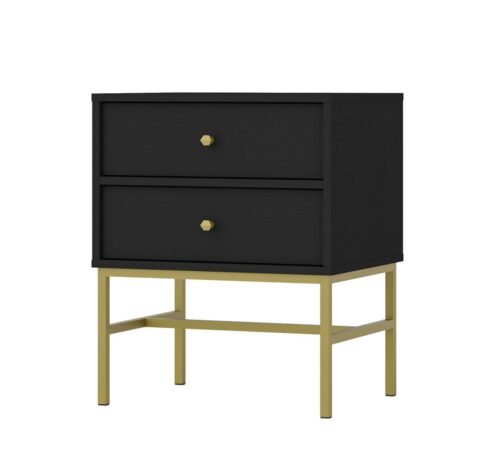 Tokyo 2S bedside table with drawers, black